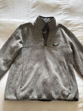 L.L. Bean Gray Fleece Snap-Quarter Pullover
